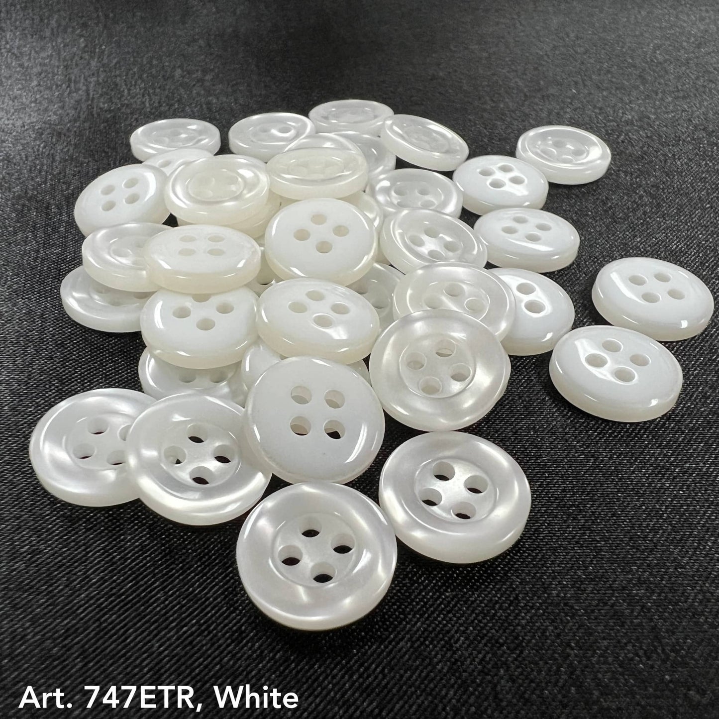 Assorted white buttons from Buttonology Inc. in various sizes, 4 hole sewing buttons for clothing