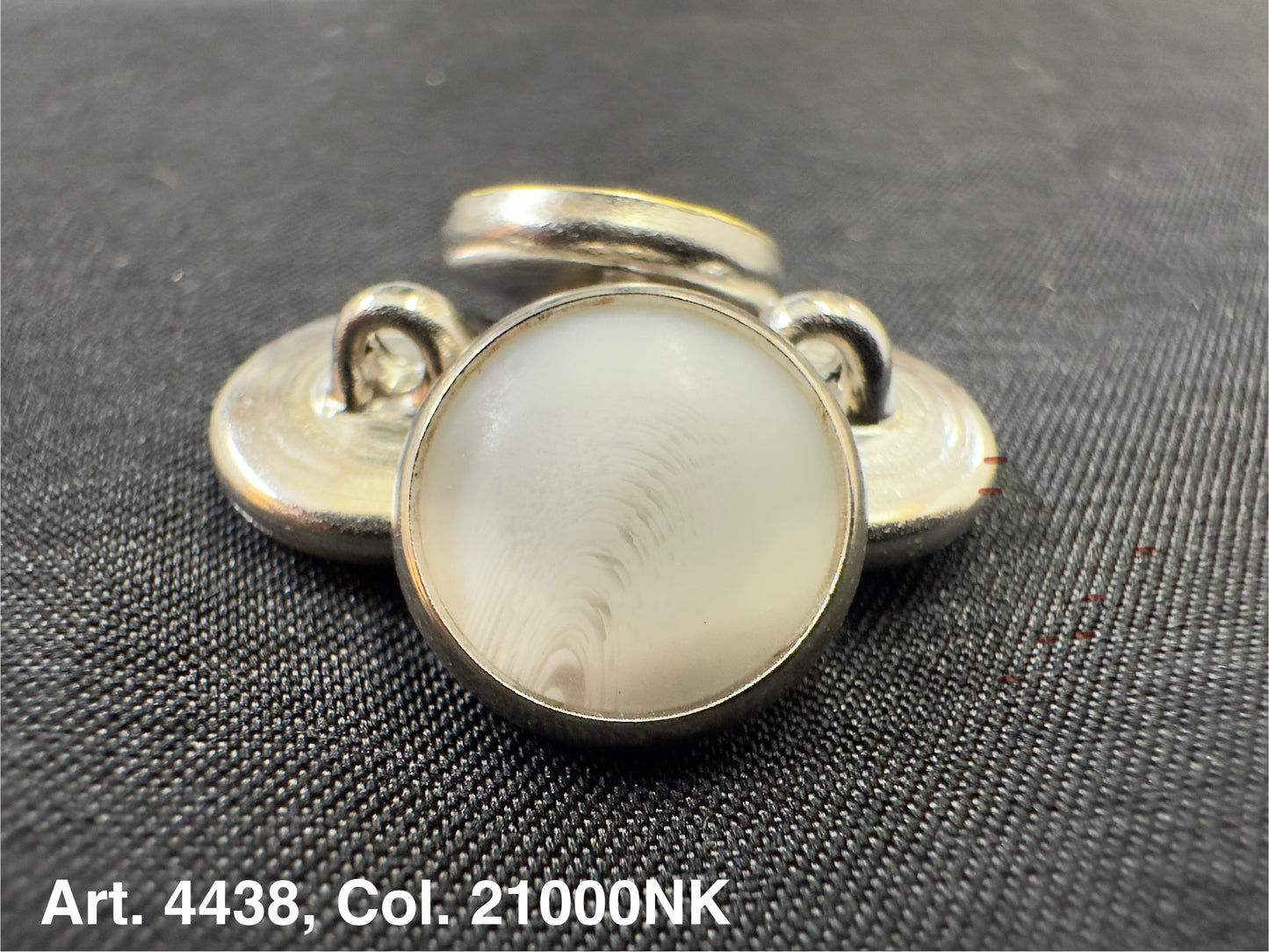 Buttonology Inc polyester garment shank silver metal shank button with white round center and loop attachment