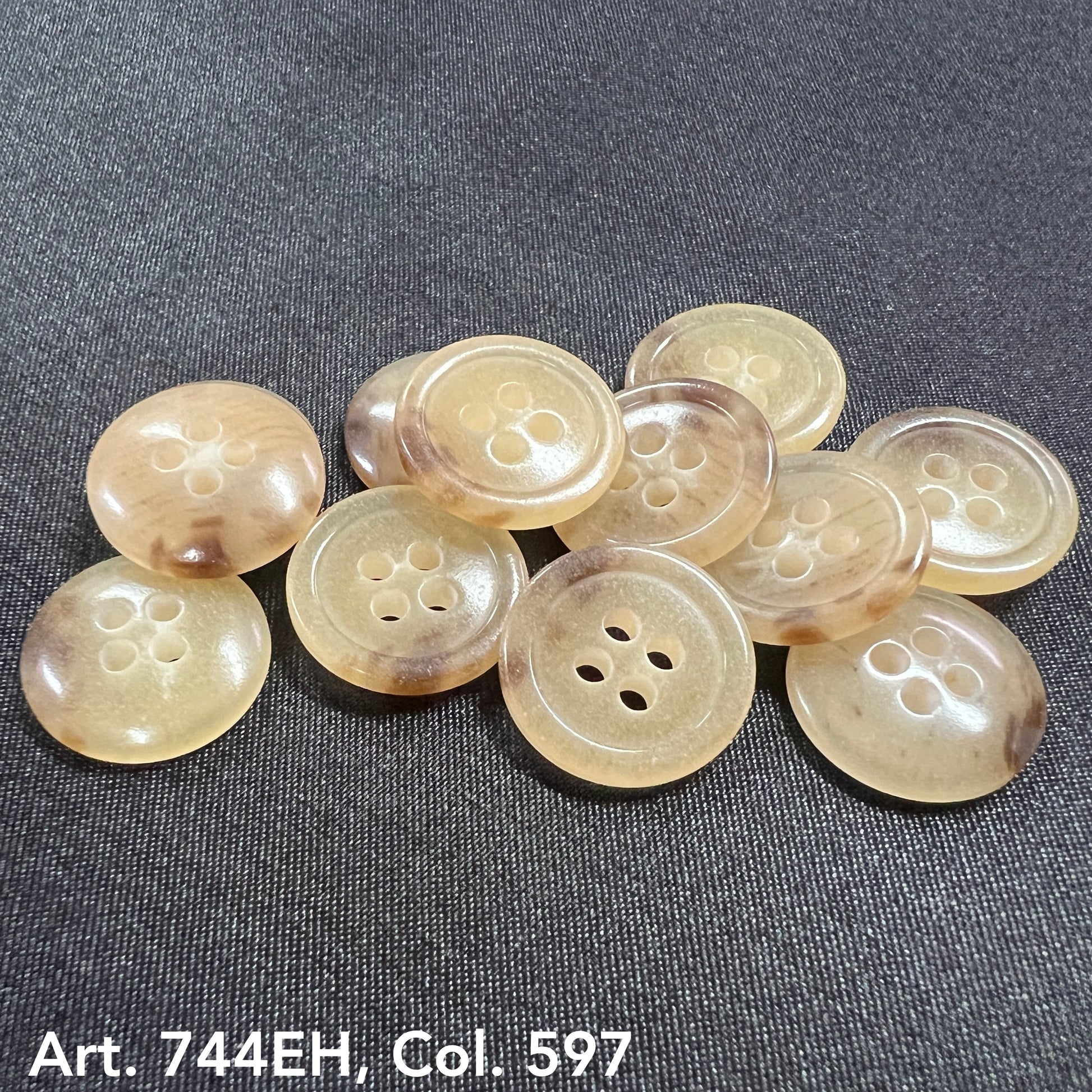 Buttonology Inc fort horn effect four hole buttons in translucent beige for shirts and crafts