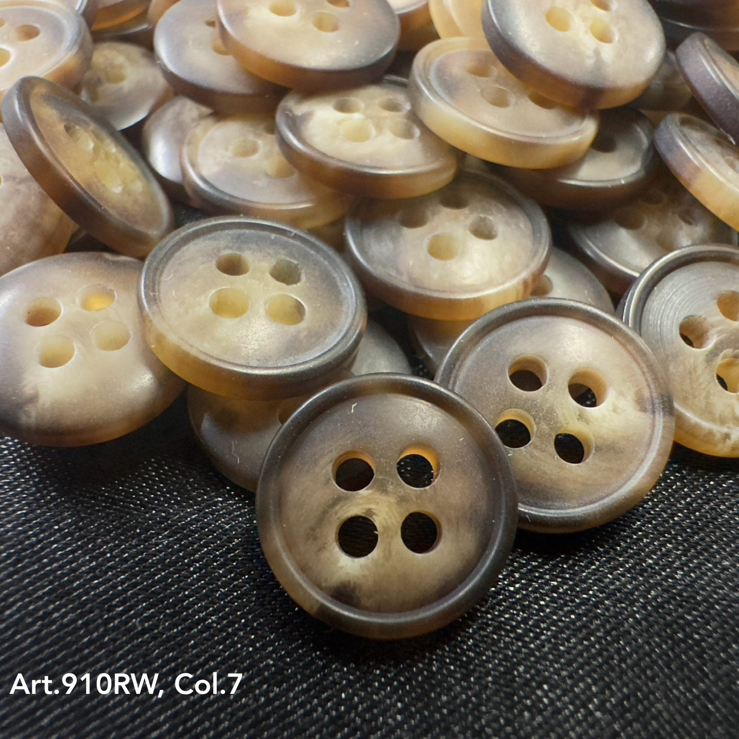 Buttonology Inc brown marbled four hole buttons on black fabric pack coat buttons for sewing