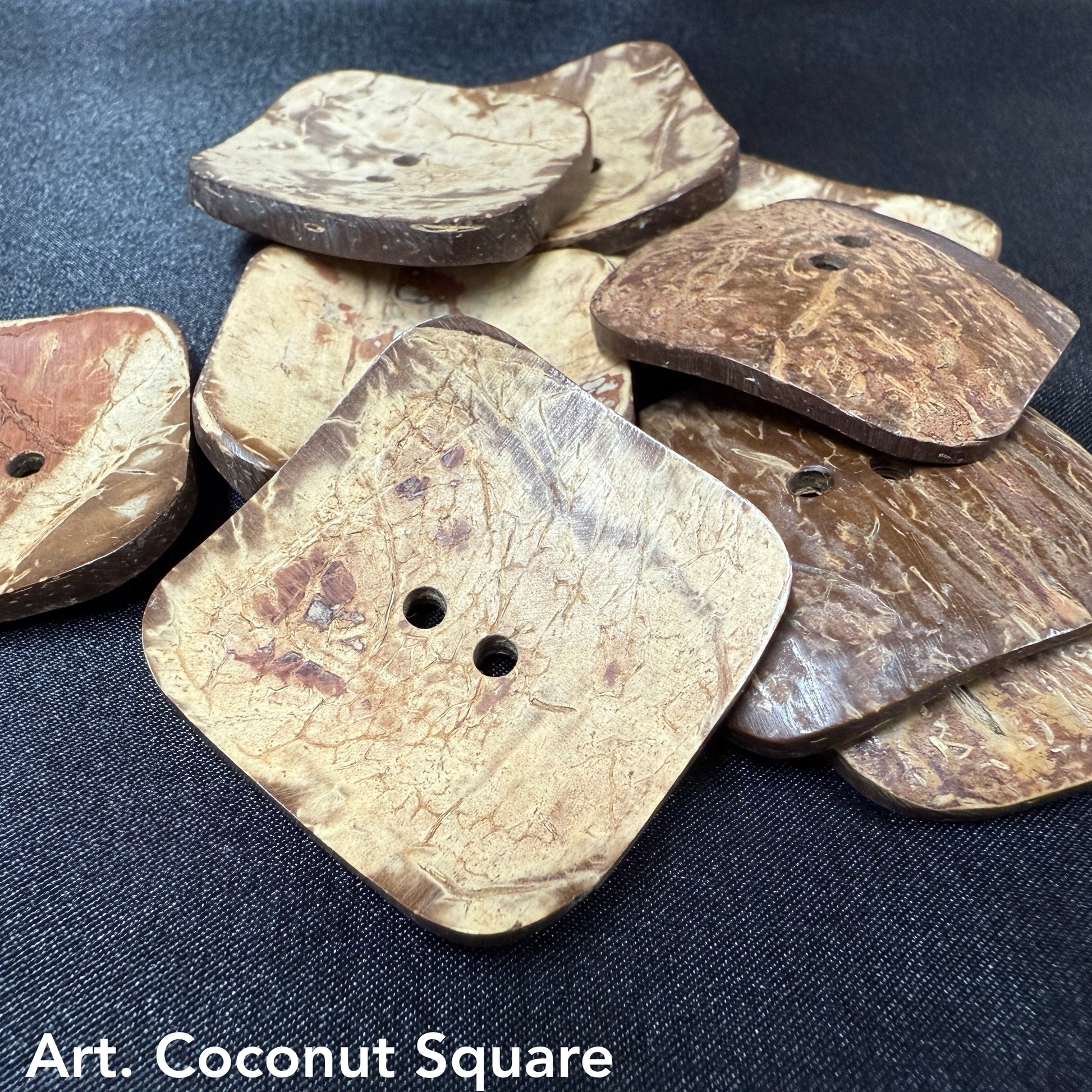 Buttonology Inc coconut shell square buttons two hole natural brown textured sewing buttons