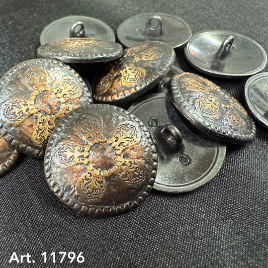 Buttonology Inc decorative metal buttons for clothing antique brass embossed shank buttons with floral motif