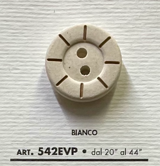 Custom button designs featuring a round beige button with two holes and decorative lines