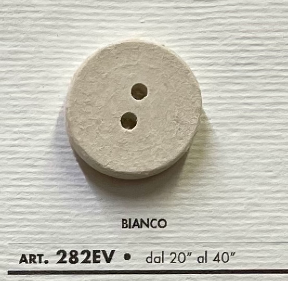 Eco-Velvet Eco-Friendly beige two-hole button by Buttonology Inc on textured card