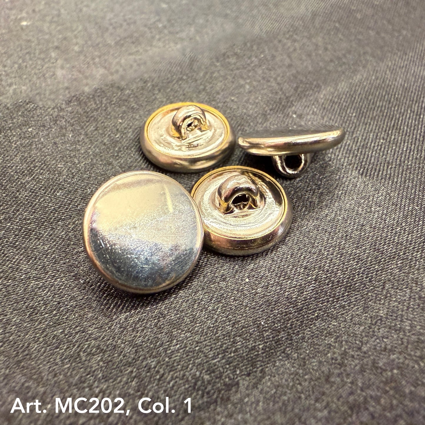 Buttonology Inc silver round metal shank buttons for coats with smooth domed face and sturdy loop shank