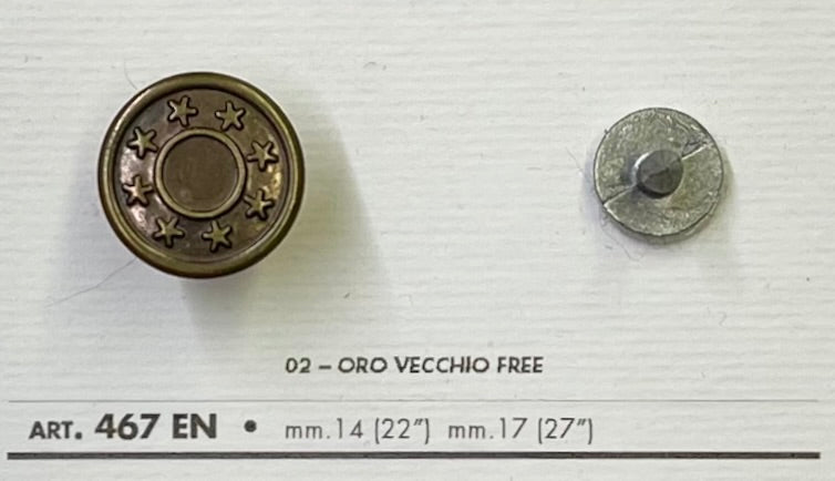 Star design jean buttons by Buttonology Inc in gold and silver with detailed star patterns