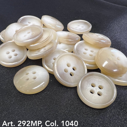 Collection of 4-hole suit buttons in a shiny finish from Buttonology Inc for elegant tailoring