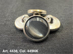 Buttonology Inc polyester garment shank black domed metal shank buttons arranged on textured black fabric