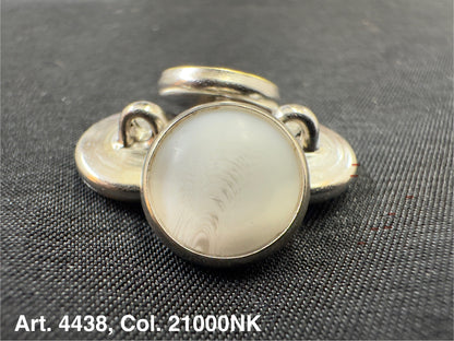 Buttonology Inc polyester garment shank silver metal shank button with white round center and loop attachment