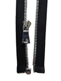 Silver Metal Zipper With Squared Puller — Made in USA, Open-Ended (Seperating)