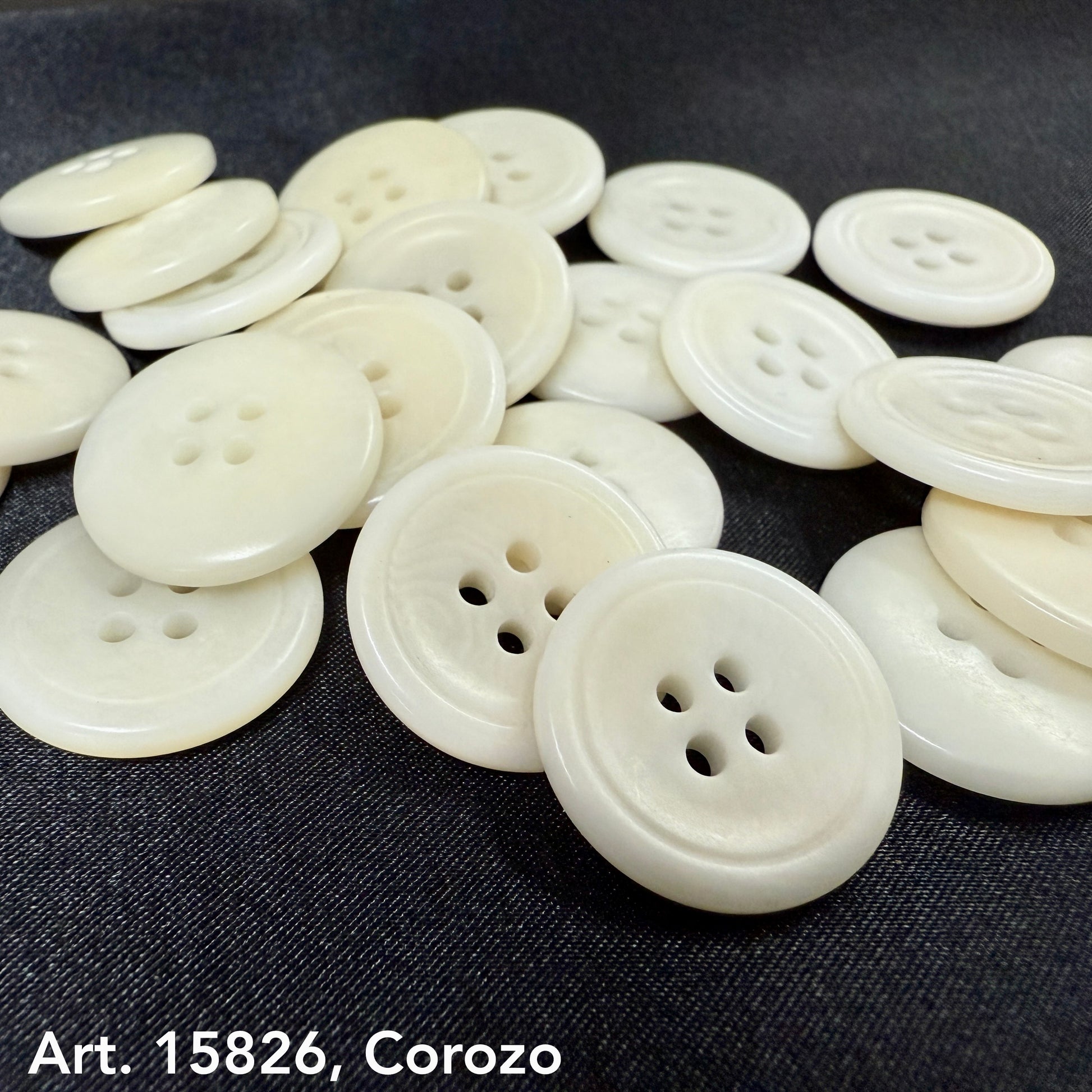 High-quality corozo buttons for wholesale in LA. Natural, eco-friendly, and perfect for tailoring, coats, and fashion accessories. Bulk corozo buttons available for sale.