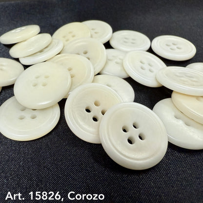 High-quality corozo buttons for wholesale in LA. Natural, eco-friendly, and perfect for tailoring, coats, and fashion accessories. Bulk corozo buttons available for sale.
