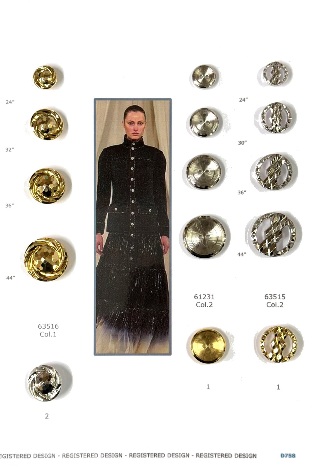Gold and silver metallic swirl buttons in hammered finishes - style D758, Buttonology Seasonal Collection