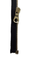 Gold Metal Zipper With Rounded Puller — Made in USA, Open-Ended (Seperating)