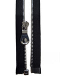 Silver Metal Zipper With Rounded Puller — Made in USA, Open-Ended (Seperating)