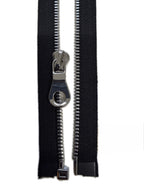 Silver Metal Zipper With Rounded Puller — Made in USA, Open-Ended (Seperating)