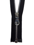 Silver Metal Zipper With Rounded Puller — Made in USA, Open-Ended (Seperating)