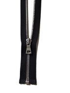 Silver Metal Zipper With Squared Puller — Made in USA, Open-Ended (Seperating)