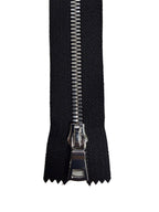 Silver Metal Zipper With Squared Puller — Made in USA, Closed-End