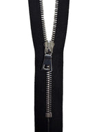 Silver Metal Zipper With Squared Puller — Made in USA, Closed-End