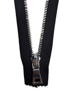 Silver Metal Zipper With Squared Puller — Made in USA, Closed-End