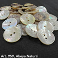 Art. 959 Natural super thick Akoya shell 2-hole buttons, sizes 14L–48L – Buttonology Inc.