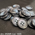 Buttonology Inc glossy dark gray round four hole shirt buttons for sewing on fabric projects