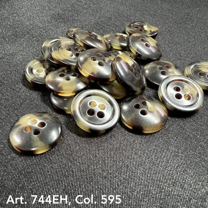 Buttonology Inc fort horn effect four hole buttons tortoiseshell brown cream glossy finish for shirts