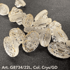 Art. G8734 crystal and gold decorative glass button, 22L (14mm), 24-piece bag – Buttonology Inc.