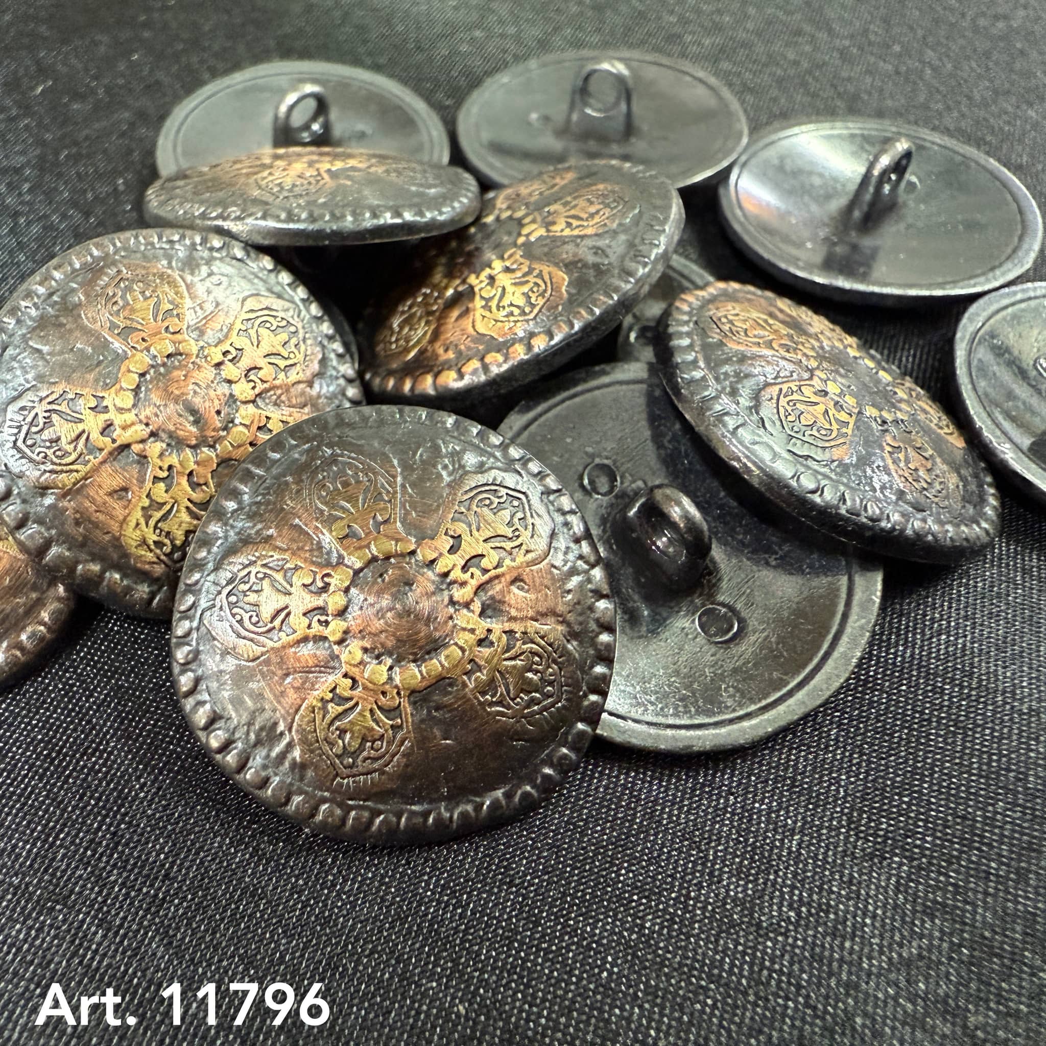 Antique decorative metal buttons for clothing | Buttonology Inc.