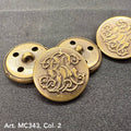 Buttonology Inc antique brass round shank buttons with ornate monogram scroll design designer buttons for coats and accessories