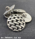 Buttonology Inc metal shank buttons for clothing antique silver round woven pattern shank loop on back