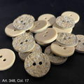 Beige glitter buttons for sewing in assorted sizes and designs, perfect for crafts and embellishments