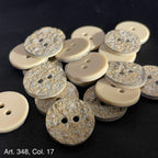 Beige glitter buttons for sewing in assorted sizes and designs, perfect for crafts and embellishments