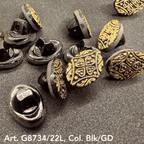 Art. G8734 black and gold decorative glass button, 22L (14mm), 24-piece bag – Buttonology Inc.