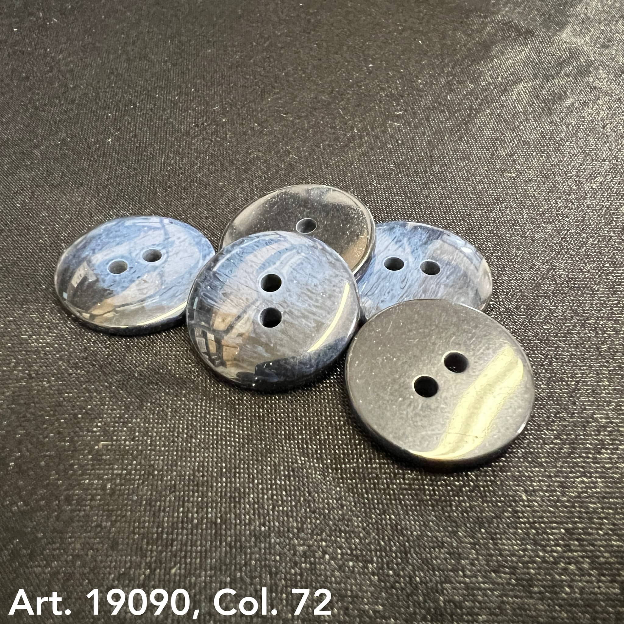 Buy Two Hole Buttons Online black and gray marbled buttons from Buttonology Inc on fabric background