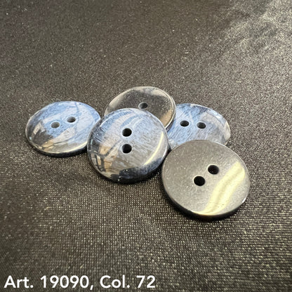 Buy Two Hole Buttons Online black and gray marbled buttons from Buttonology Inc on fabric background
