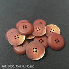 Brown decorative buttons for shirts and blouses with unique textured patterns and four holes