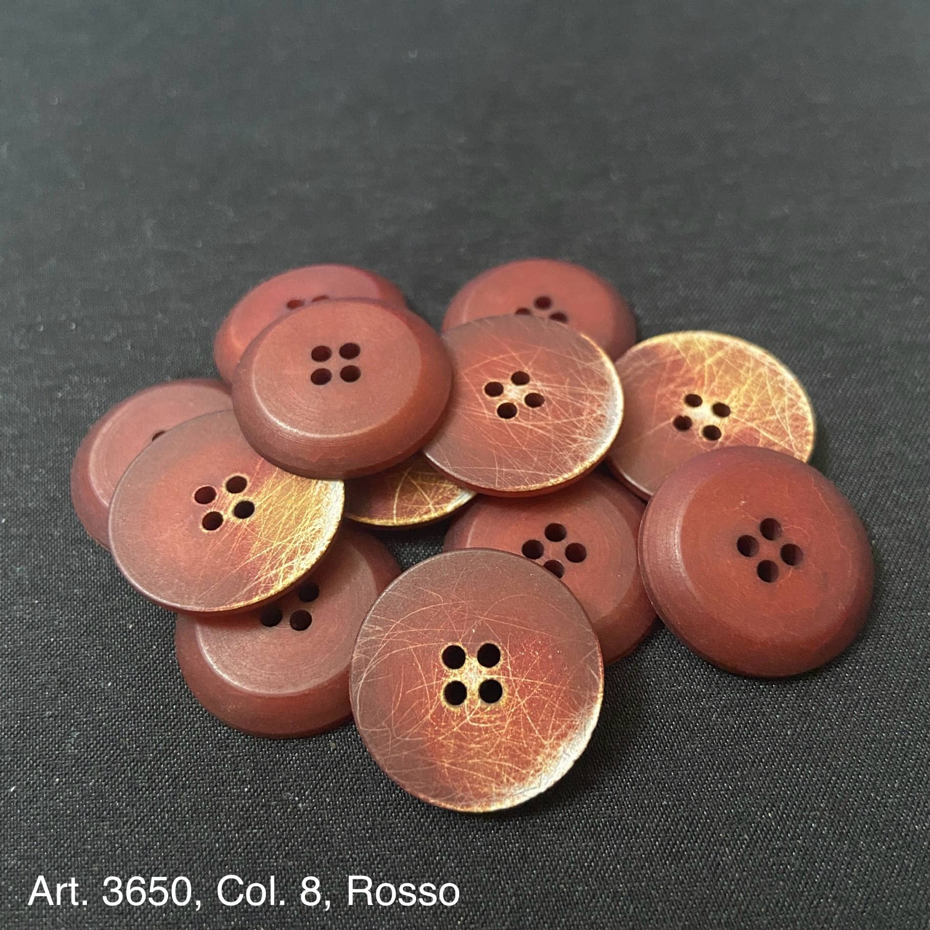 Brown decorative buttons for shirts and blouses with unique textured patterns and four holes