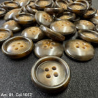 Assorted brown coat buttons for sewing with four holes, ideal for various garment projects