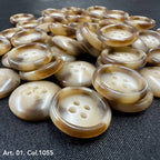 Assorted brown coat buttons for sewing with four holes, ideal for stylish garment repair