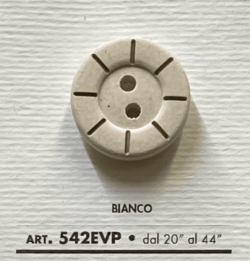 Custom button designs featuring a round beige button with two holes and decorative lines