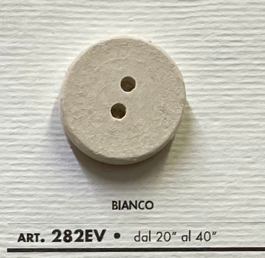 Eco-Velvet Eco-Friendly beige two-hole button by Buttonology Inc on textured card