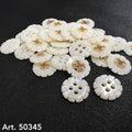 Collection of flower shape garment buttons in a creamy color from Buttonology Inc.