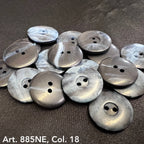 Assorted black and gray 2-hole garment buttons from Buttonology Inc for sewing projects