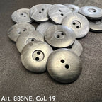 2-hole garment buttons in dark gray with a smooth finish, perfect for sewing and crafts