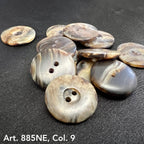 Set of Art. 885NE, Col. 9 2-hole garment buttons in assorted earthy tones