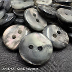Gray polyester 2-hole garment buttons bulk suitable for sewing projects and crafts