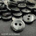 Bulk 2-hole garment buttons in black from Buttonology Inc for sewing and crafting projects