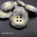 Buttonology Inc polyester resin sewing supplies with round four-hole buttons in gray and cream shades